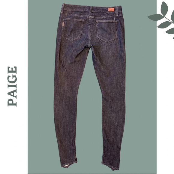 Paige Women’s Premium Dark Wash Skinny  Jeans Asymmetrical Hem Detail Size 27 - Picture 2 of 8
